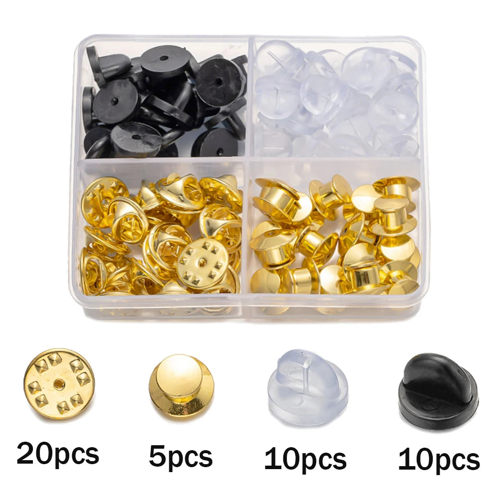 45pcs Pin Backs Locking Pin Keepers Locking Clasp Replacement for DIY Brooch Lapel Enamel Hat Badge Holder Jewelry Making Oasis Select Gold