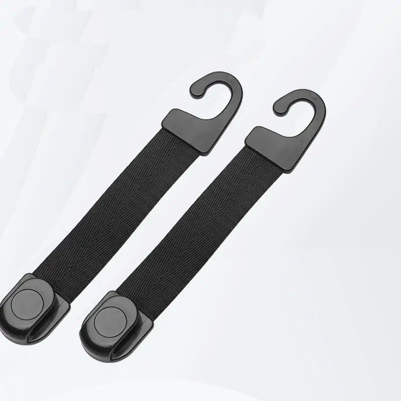 2Pcs Car Seat Back Webbing Hanger Adjustable Car Rear Front Seat Bag Storage Hook Car Back Seat Sundries Organizer Clip Oasis Select Black