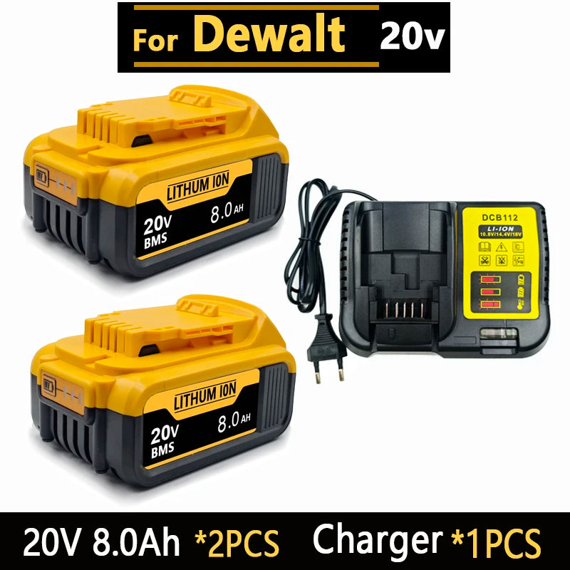 New for Dewalt lithium battery 20V/20V universal lithium battery fast charging DCB118 DCB115 DCG405 DCF512 DCD805 DCF887 battery Oasis Select 2Pcs 8.0Ah-1Pcs EU