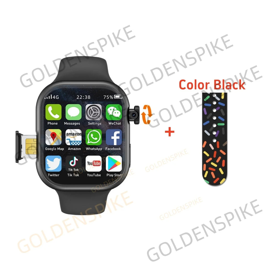 VP19 S10 Smartwatch Men Women Smart Watches With 2.29inch Amoled Screen Rotating Camera GPS WIFI 4G/5G SIM Card Slot Compass NFC Oasis Select Black Color Black 4GB 32GB
