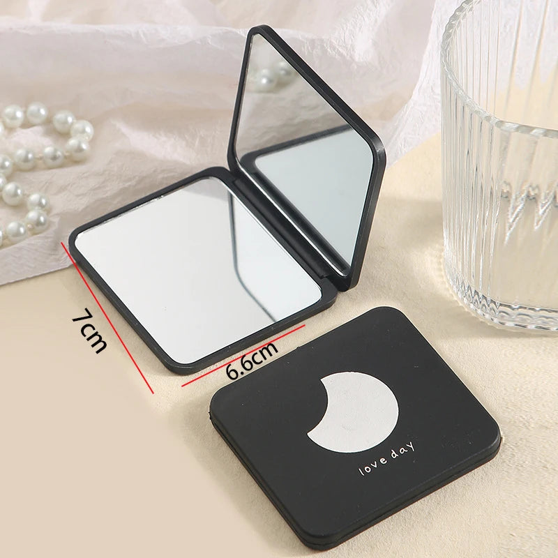 Portable Handheld Mini Makeup Mirror, Dormitory Tabletop And Office Use, Adjustable And Portable Folding Mirror Oasis Select style B Moon