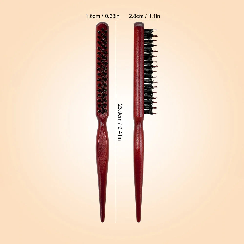 2 Piece Wooden Hair Brush Set Boar Bristle Brush for Detangling Smoothing Styling All Hair Types Daily Hair Care Routine Oasis Select