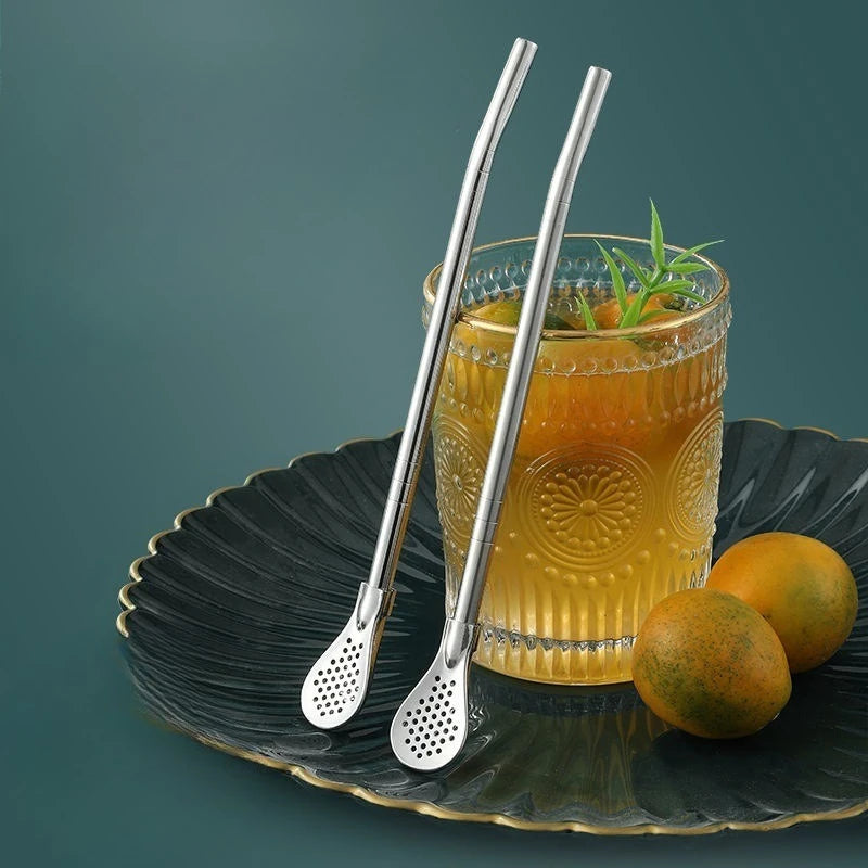 Detachable Bombilla Filter Straw Stainless Steel Straw Spoon Tea Filter Yerba mate straw Reusable Drinking Tools Bar Access Oasis Select