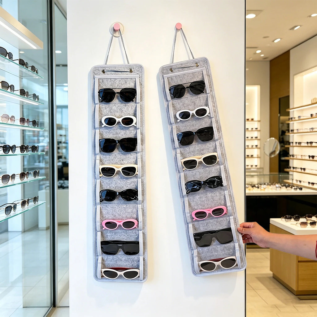 1pc8 grid wall mounted glasses display storage hanging bag multi grid sunglasses fashionable glasses sorting and storage rack Oasis Select