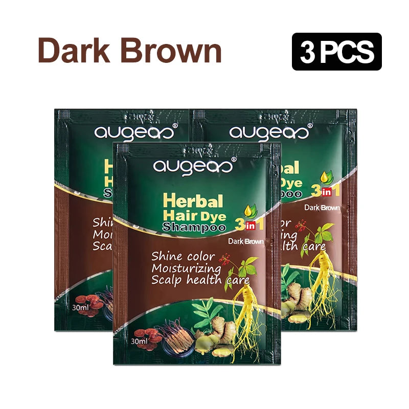 Natural Herbal Hair Dye Shampoo – Grey Coverage 30ml (3/5 Pack) Hair Dye Shampoo Oasis Select 3pcs dark brown China Mainland