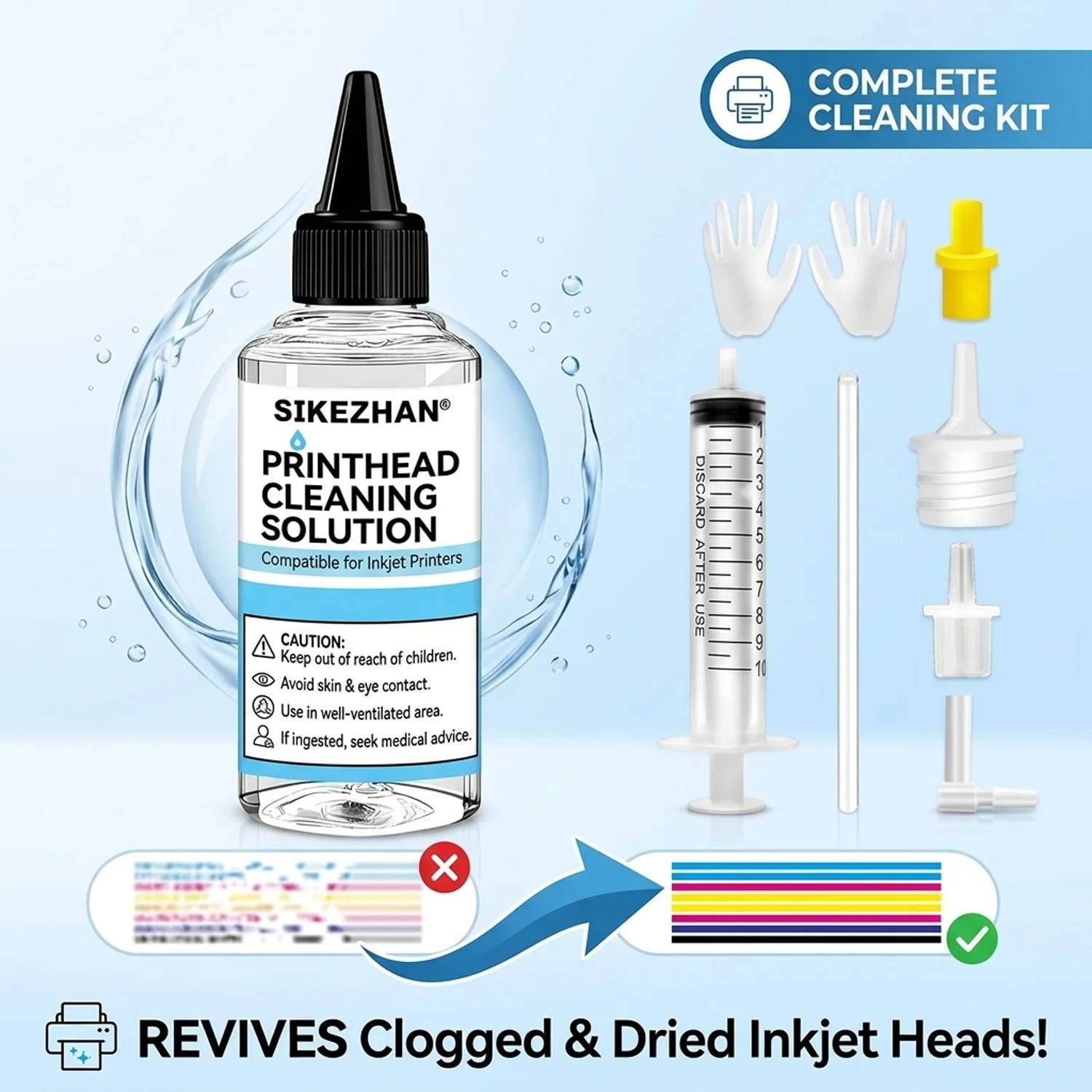 500ml Printer Head Cleaning Solution Kit for Epson, HP, Canon, Brother Inkjet Printers. Professional Liquid Nozzle Cleaner Tool Oasis Select