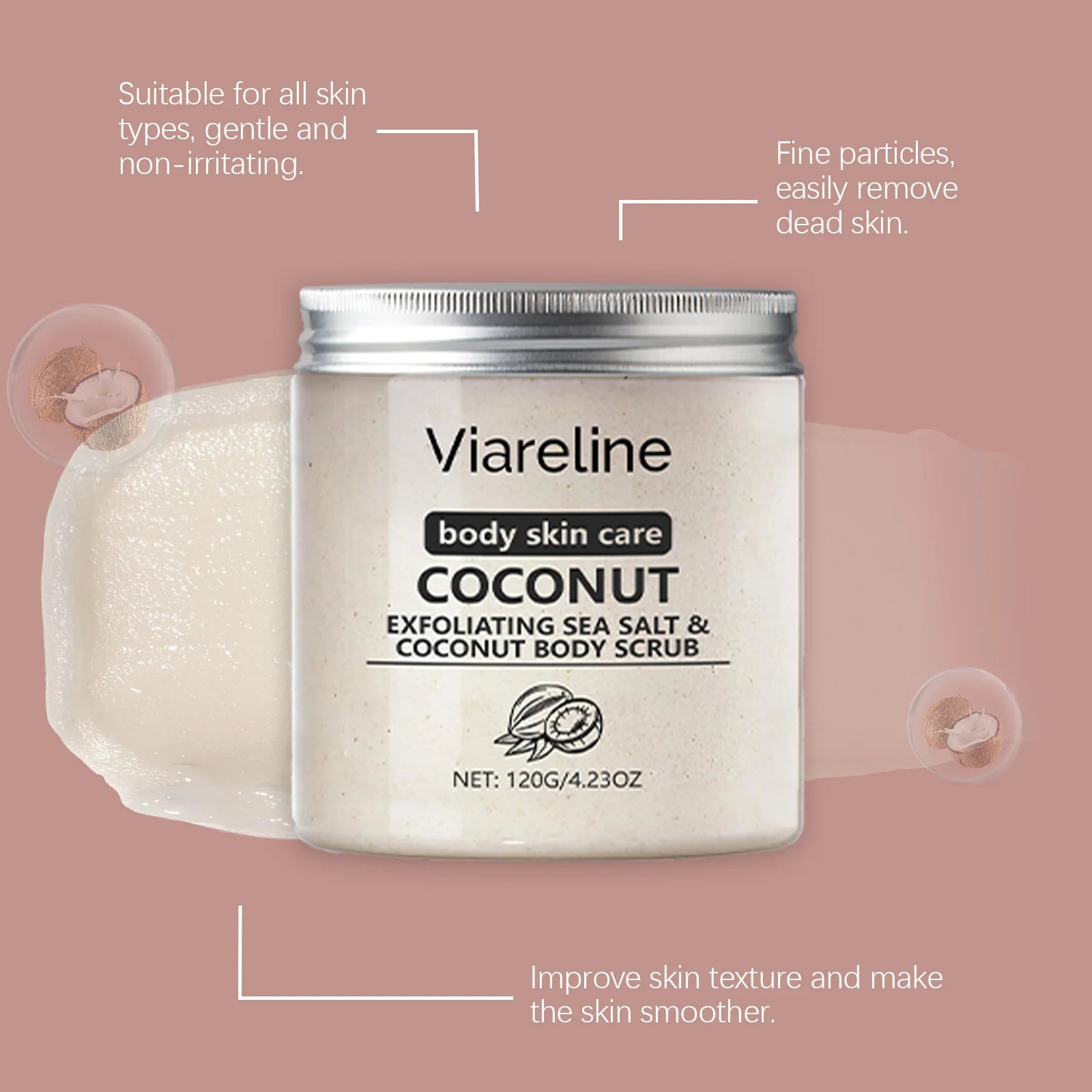 Sea Salt Body Scrub Exfoliating Deep Cleansing Remove Melanin Whiten Skin Shrink Pore Smooth Soft Nourish Coconut Coffee Scrub Oasis Select
