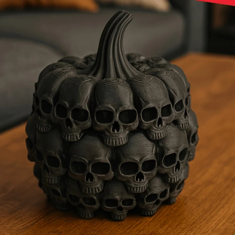 Black Skull Pumpkin Decorations Gothic Halloween Decorations Skeleton Stacked Pumpkin Statues Family Party Horror Theme Gifts Oasis Select
