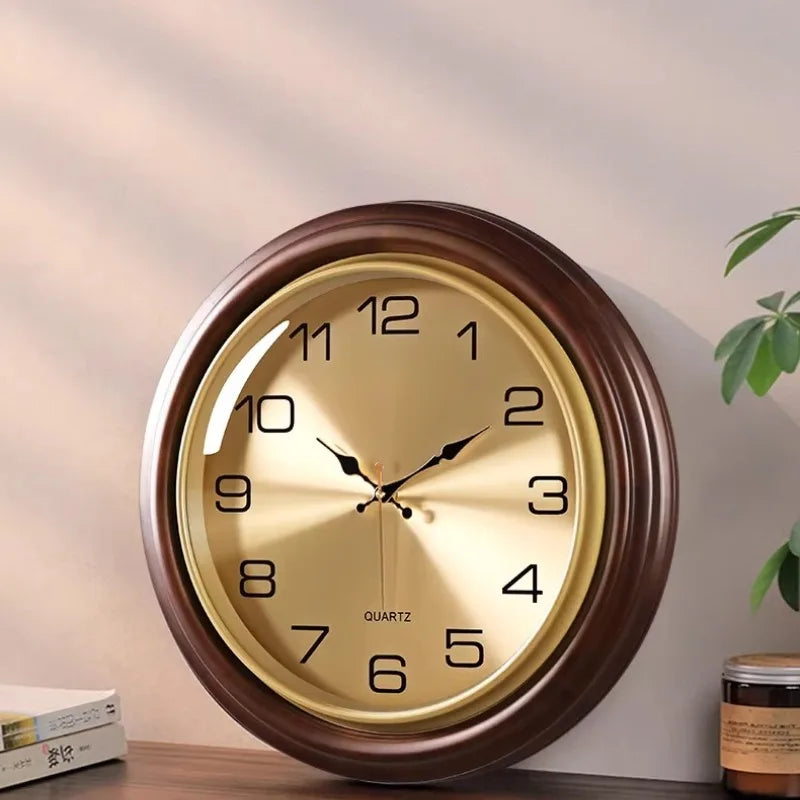 Solid Wood Clock Light Luxury Artistic Sophistication Retro American Style Living Room Wall Hanging Wall Hanging Watch Oasis Select