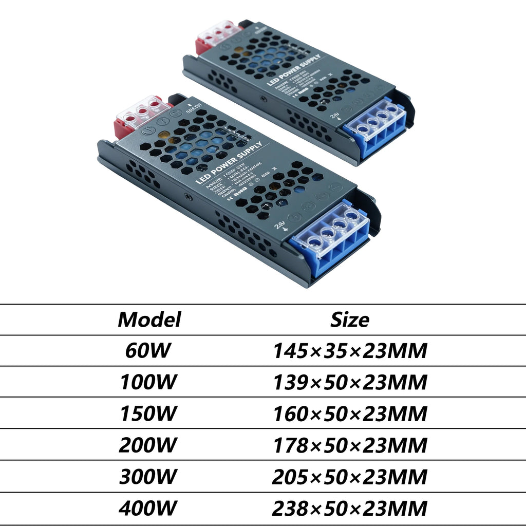 24V 12V LED Power Supply AC 220V TO DC 12V 24V 60W 100W 150W 200W 300W 400W Ultra-thin Power Supply Adapter For LED Strip Light Oasis Select