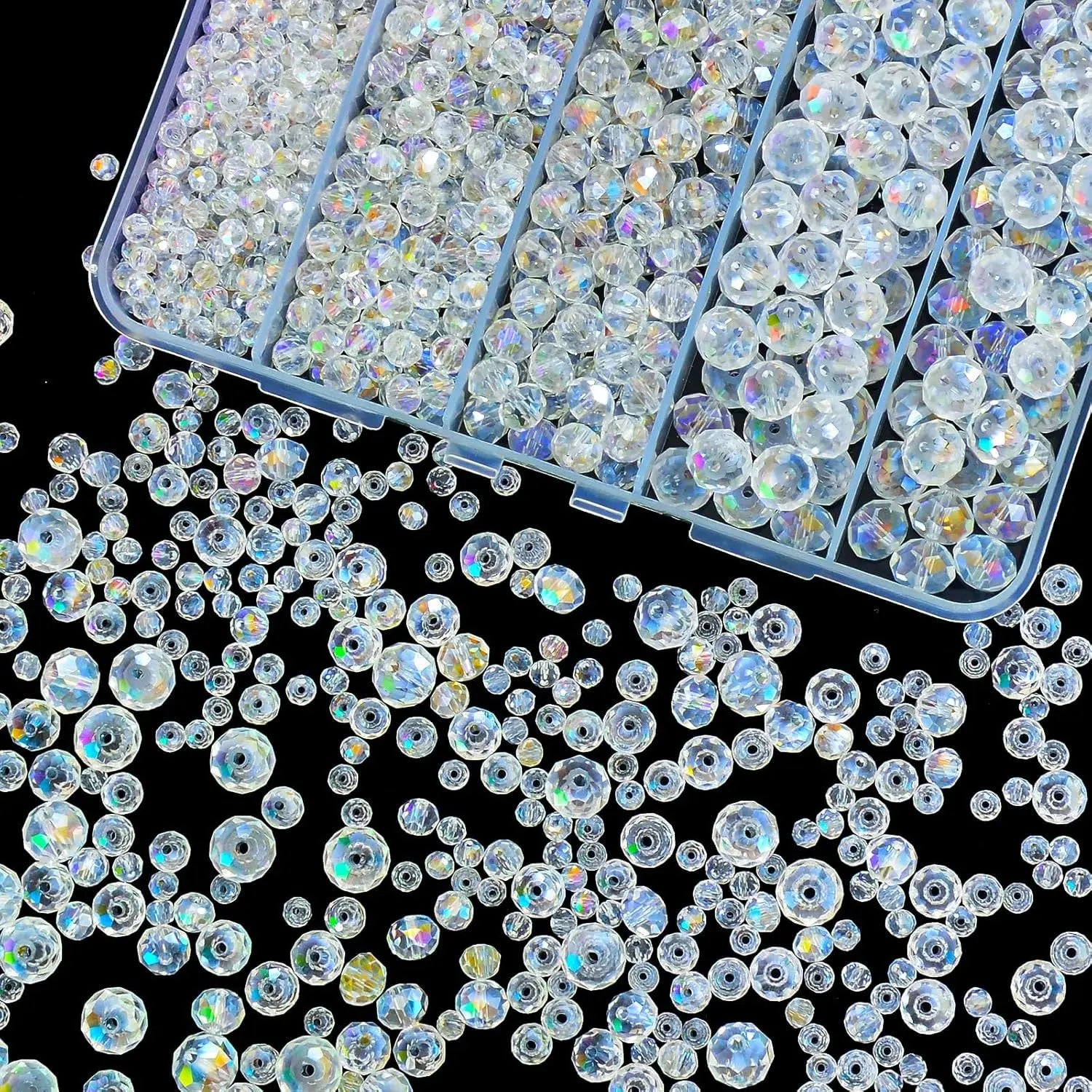 800Pcs 4/6/8/10mm Crystal Glass Beads for Jewelry Making Beads for Bracelets Necklace Pendants Making Supplies Oasis Select 7