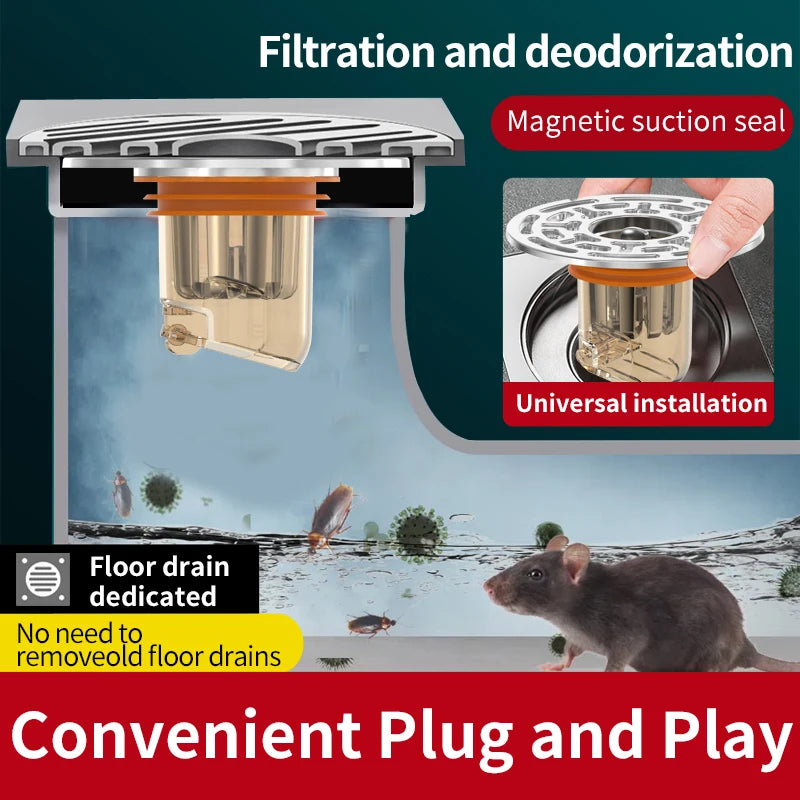 Magnetic Self-Closing Odor and Insect Proof Floor Drain Core Deodorant Anti-Odor No Smell Bathroom Toilet Sewer Shower Drain Oasis Select