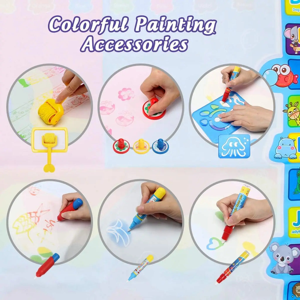 Magic Water Drawing Mat Reusable Doodle Painting Board with Pens Montessori Educational Toys for Kids Halloween Christmas Gift Oasis Select