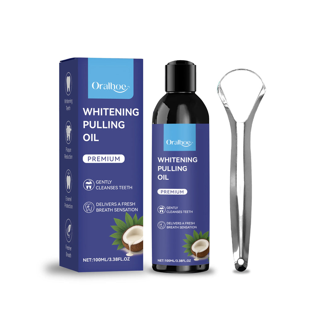 Coconut Pulling Oil With Tongue Scraper Teeth Whitening Oral Hygiene Cleansing Fresh Breath Alcohol-Free Odor Removal Mouthwash Oasis Select 100ml Boxed One Unit adults