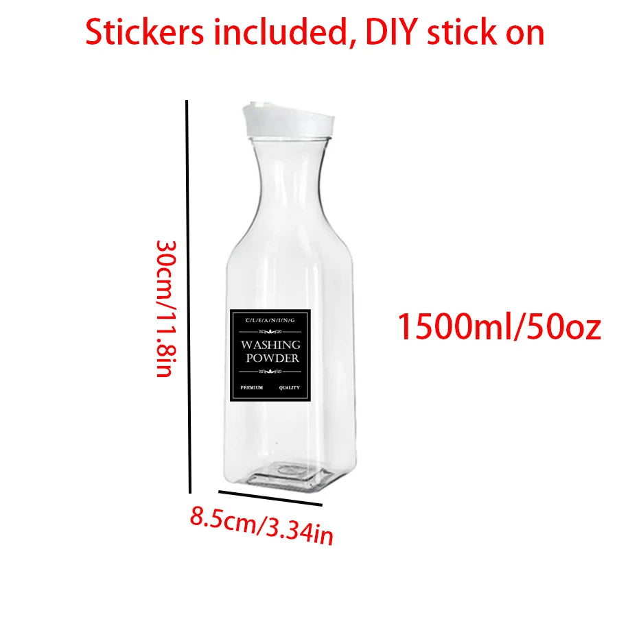 Laundry Detergent Dispenser Bottle with Labels Refillable Plastic Liquid Soap Container White Cap Room Organizer Storage Oasis Select Light Yellow