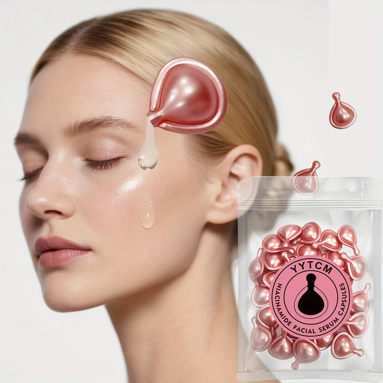 Niacinamide Facial Essence Capsules, Containing Retinol, Olive Fruit Oil, Gardenia Extract, Brighten Skin Tone, Moisturize and Hydrate, and Smooth and Soften Skin (0.5Gx30 Capsules)/Bag Oasis Select