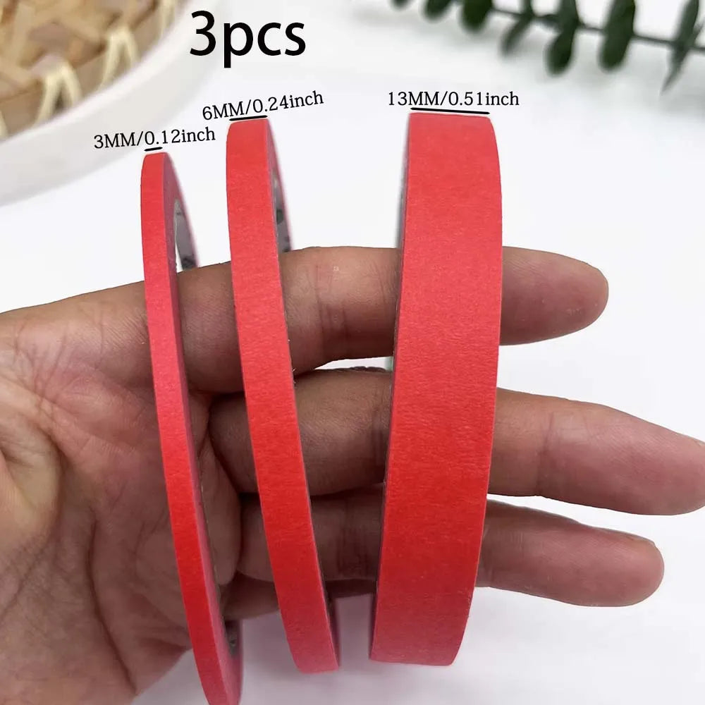 3/6pcs red paper Masking Tape Painters Bulk Craft Tape for Wall Painting Labeling Car Painting Home DIY Flower Crafts Decoration Oasis Select 3pcs