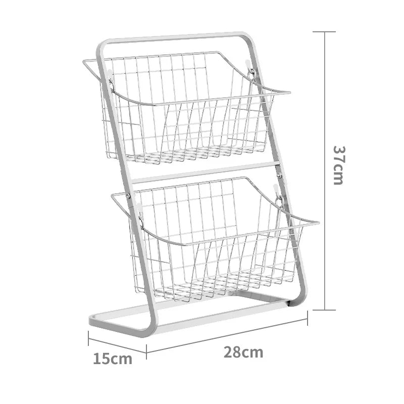 black floor-to-ceiling multi-layer vegetable rack, household vegetable and fruit storage basket, seam storage rack Oasis Select White