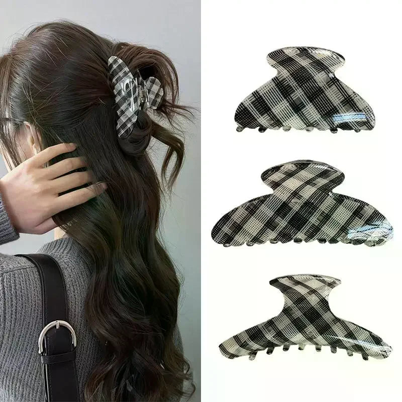 Classic Plaid Hair Claw Clip Non-Slip Strong Hold Hair Grip For Women Girls Daily Party Hairstyle Accessories Oasis Select