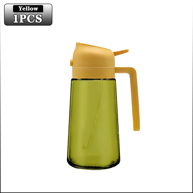 2-in-1 Dark Glass Oil Sprayer Olive Oil Dispenser Black Lightproof Oil Sprayer for Cooking Salads and Barbecues Barbecue Tools Oasis Select Yellow