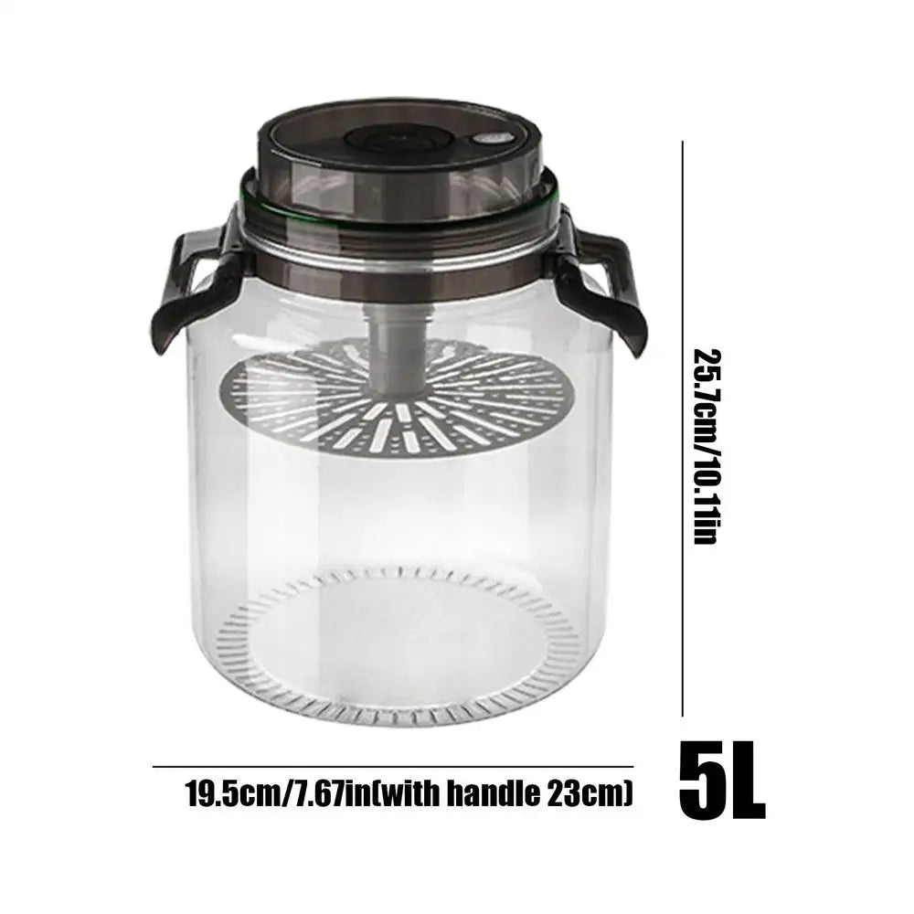Pickle Jars 5L Airtight Round Storage Canister with Handle Pickle Holder for Brewing Kitchen Pantry Counter Countertop Food Oasis Select black cover