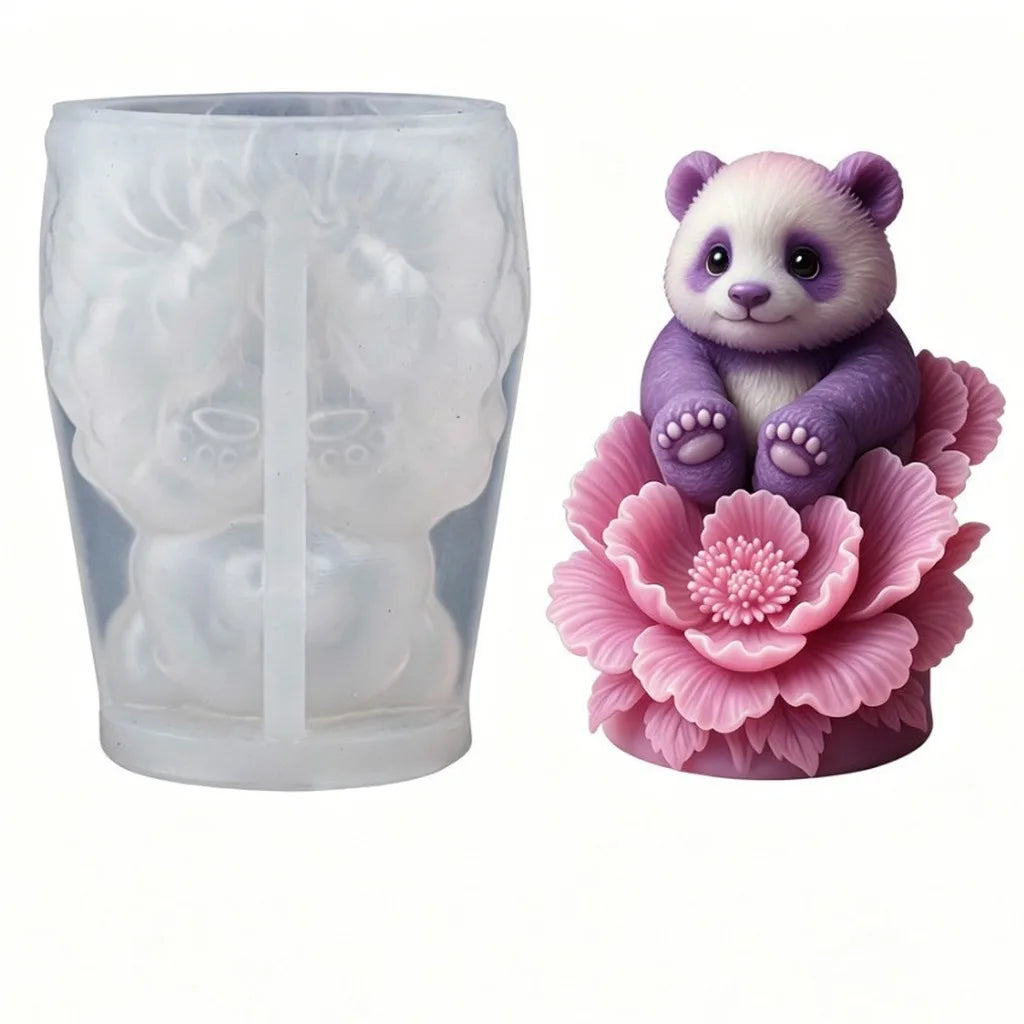 3D Panda Peony Silicone Candle Mold | Food-Grade DIY Craft