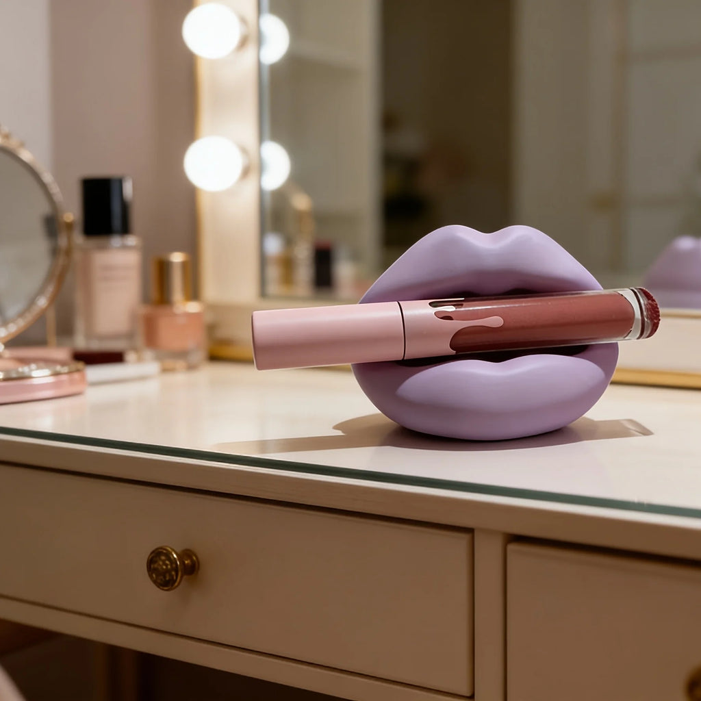 Sexy Lip Shaped Lipstick Holder Creative 3D Printing Lipstick Stand Desk Organizers for Makeup Brushes Lip Aesthetic Decor Gifts Oasis Select