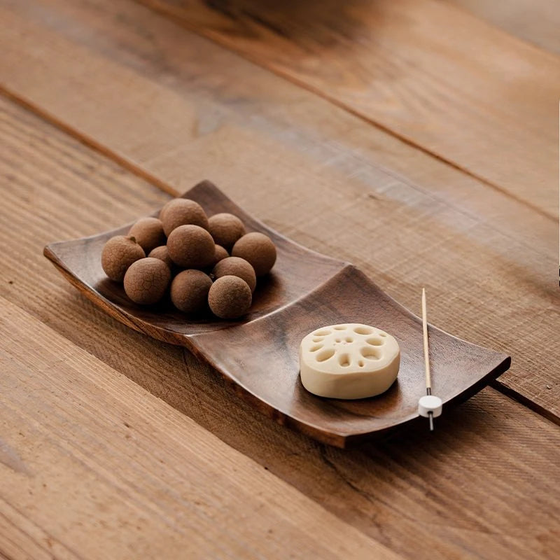 Chinese North American Walnut Dry Fruit Plate Nut Candy Dish Tea Table Zen Tea Coaster Fruit Pastry Dessert Plate Oasis Select