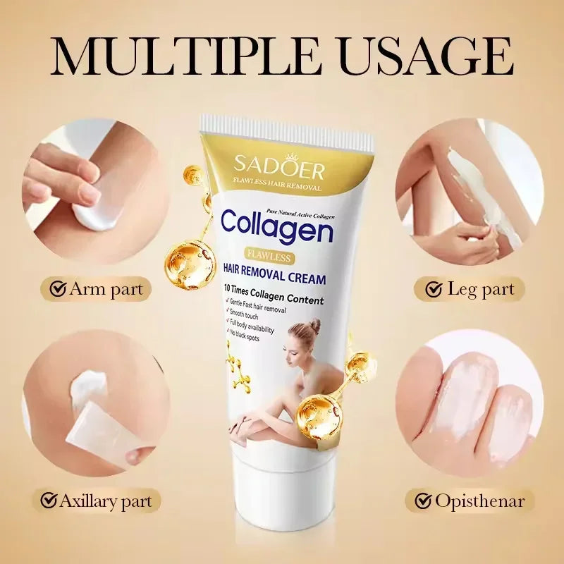 Collagen Hair Removal Cream – Fast Depilatory for Men & Women