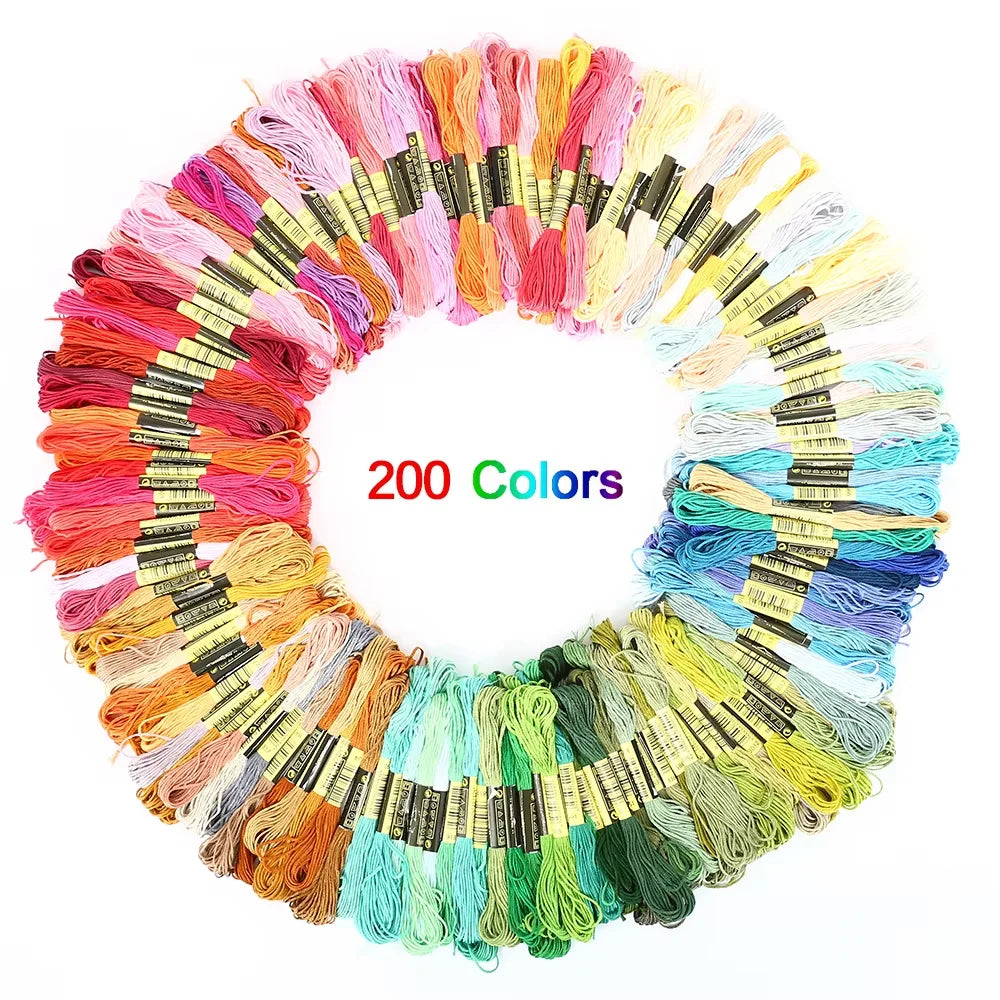 100/200/447pcs Mix Colors Embroidery Thread Cotton Sewing Skeins Craft Cross Stitch Floss Kit Line DIY Tools Make Bracelets Oasis Select 200 colors