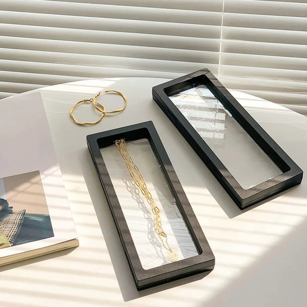 10pcs,Transparent floating frame display rack, floating storage box, jewelry display box, necklace, watch, bracelet dust box Oasis Select