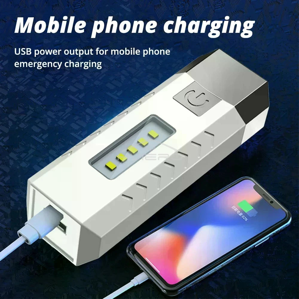 HVIERO 7-LED USB Rechargeable Flashlight & Power Bank | Camping