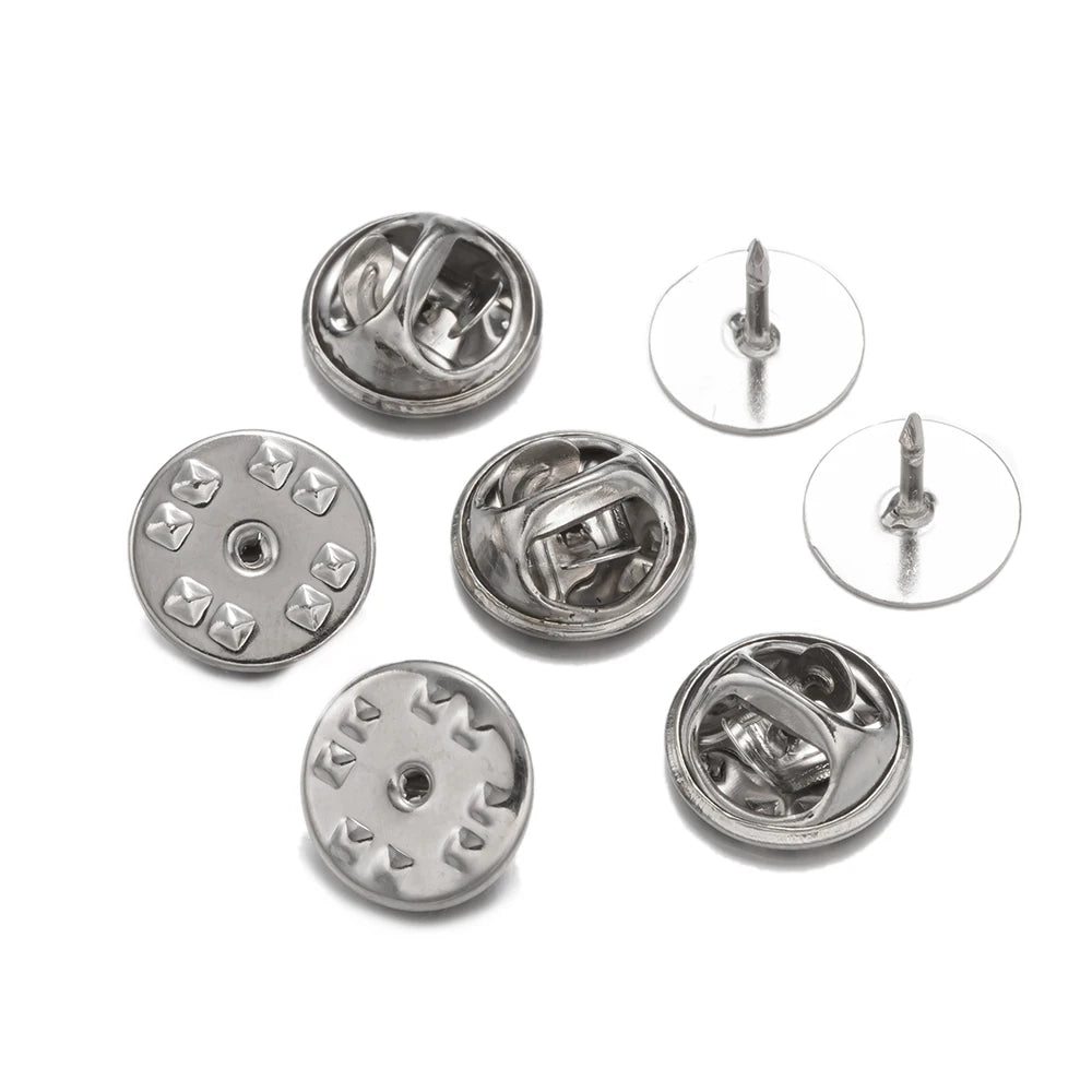 50Sets Blank Scatter Butterfly Clutch Pin Holder Enamel Locking Backs Tie Tacks Jewelry Pin Backings Clasp for Brooch Lapel Hat Oasis Select Rhodium 10mm Pin Base