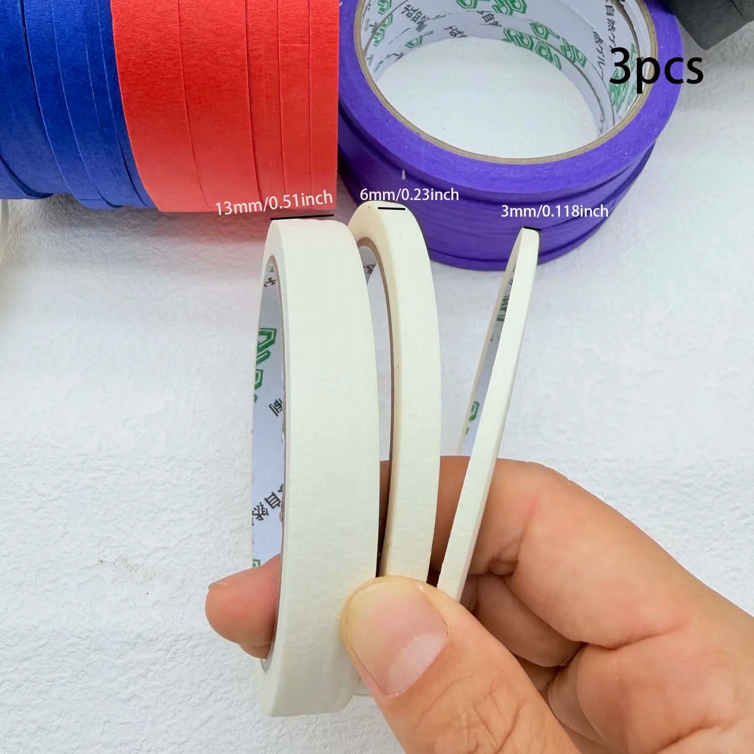 3/6 Rolls 3size Colorful Paper Masking Painters Tapes Painting Labeling Arts Crafts,Removal for Crafts, Labeling,DIY Decorative Oasis Select 3pcs white