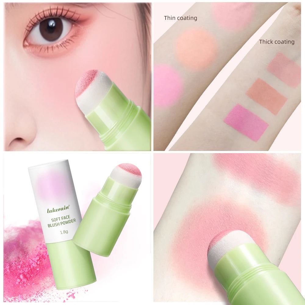 Soft Fog Blush Stick Face Blusher Patting Powder Blusher for Cheeks Cute Korean Style Waterproof Blush Sponge Brush Head 3Colors Oasis Select