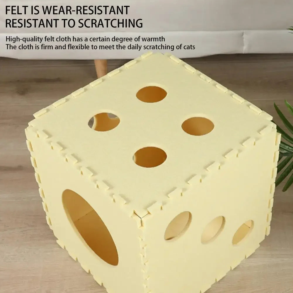 Splicing Felt Cats Nest Dice-shape Cat House Detachable Cat Mat Felt Tunnel Toy Interactive Pet Toy Cube Tent Pet Supplies gifts Oasis Select