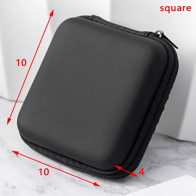 Artificial Leather Earphone Charger Case Data Cable U Disk Organizer Portable Mini 3C Hard Shell Digital Gadgets Storage Bag Oasis Select 10x10x4