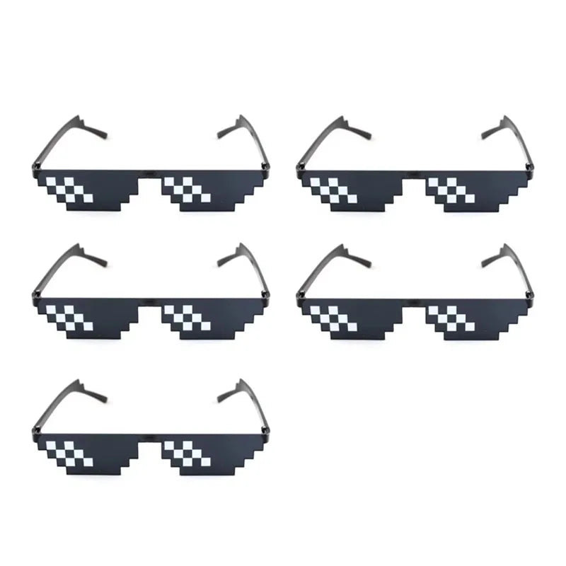 1/2/4/6pcs Design Funny Mosaic Sunglasses Sun Glasses Pixel Black Retro Gamer Robot Sunglasses Birthday Party Cosplay Favors Oasis Select 5pcs