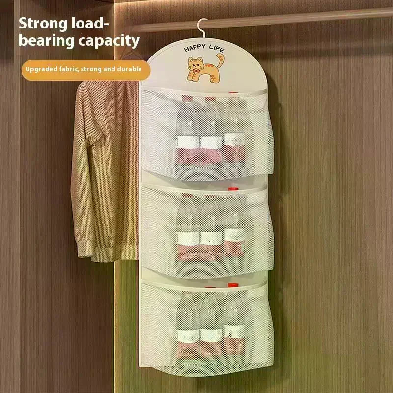 2/3Layer Large Capacity Storage Mesh Bag Underwear Socks Storage Bag Breathable Wardrobe Organizer With Clothes Hanger Oasis Select