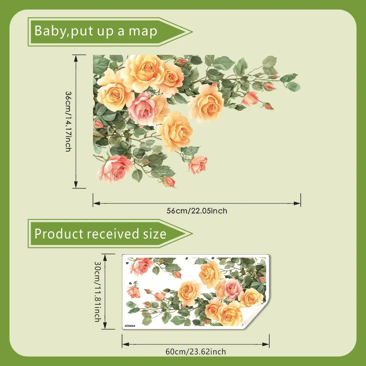 Vibrant Hand Drawn Rose Floral Self Adhesive Wall Murals Suitable for Bedroom Living Area Household Wall Background Decor Oasis Select 1pc 30X60cm