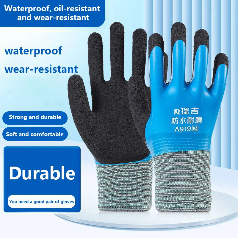 1Pair Winter Waterproof Work Safety Thermal Gloves Anti-Slip Grip Rubber Garden Gloves For Worker Builder Hands Protection Oasis Select