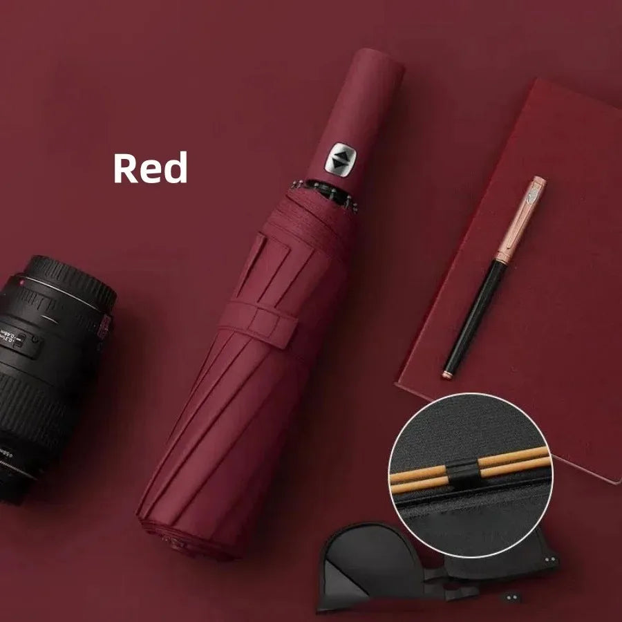 Auto Open Close Compact Travel Umbrella – UV & Rain Protection Compact Travel Umbrella Oasis Select Wine red 10K iron