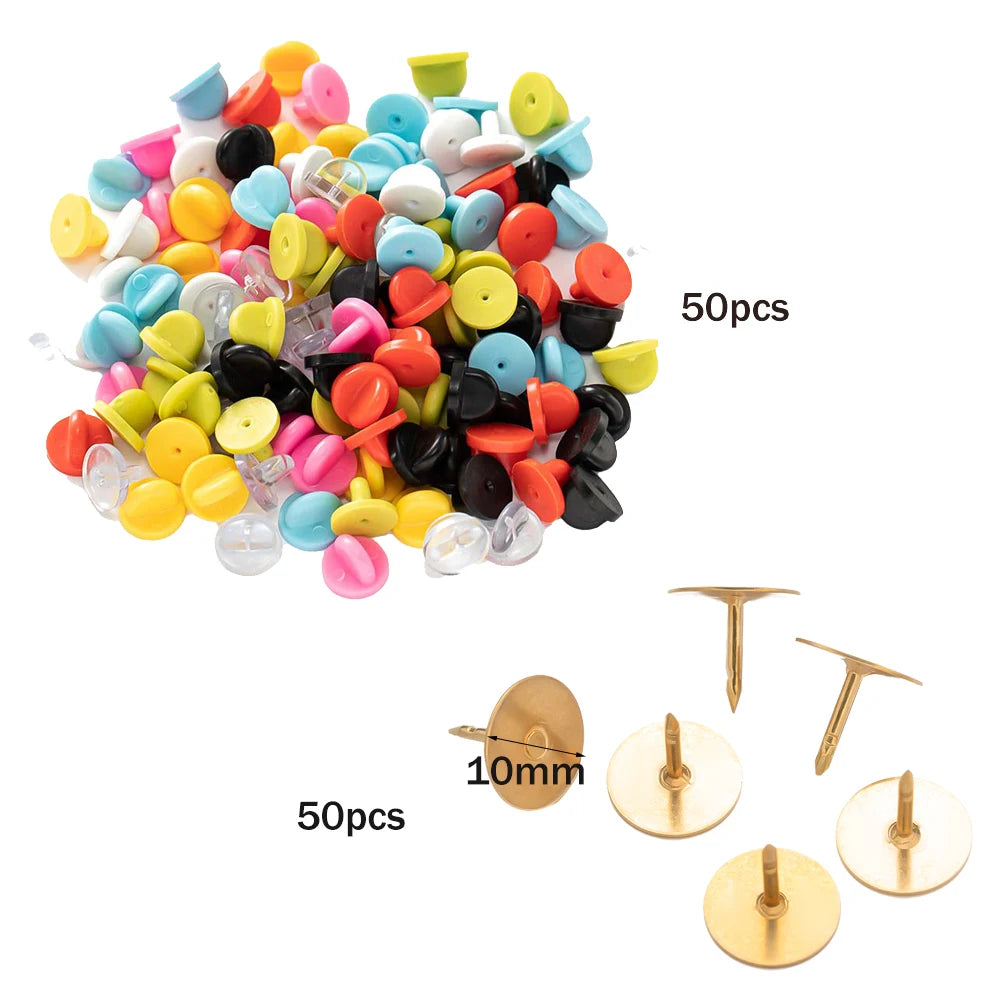100pcs PVC Rubber Pin Backs Heliltd Butterfly Clutch Tie Tacks Blank for DIY Uniform Badges Holder Clasp Lapel Pin Enamel Pins Oasis Select Set 12