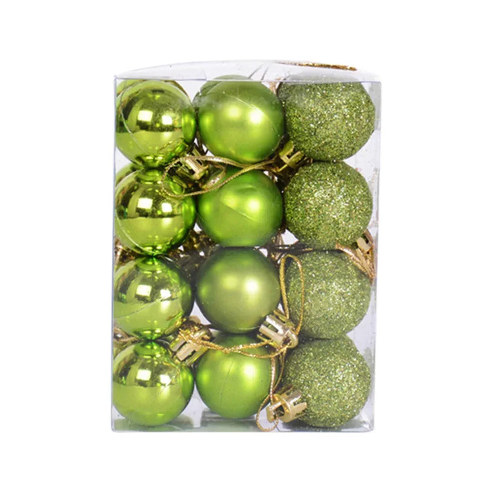 12-Pack Velvet Christmas Ball Ornaments 6cm – Red, Green & White