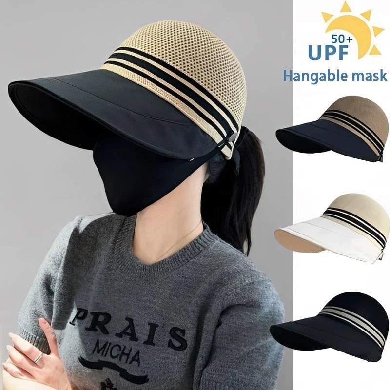 Summer Outdoor Fisherman Hat Women Breathable UV Protection Wide Brim Lightweight Sun Cap for Holiday Camping Oasis Select