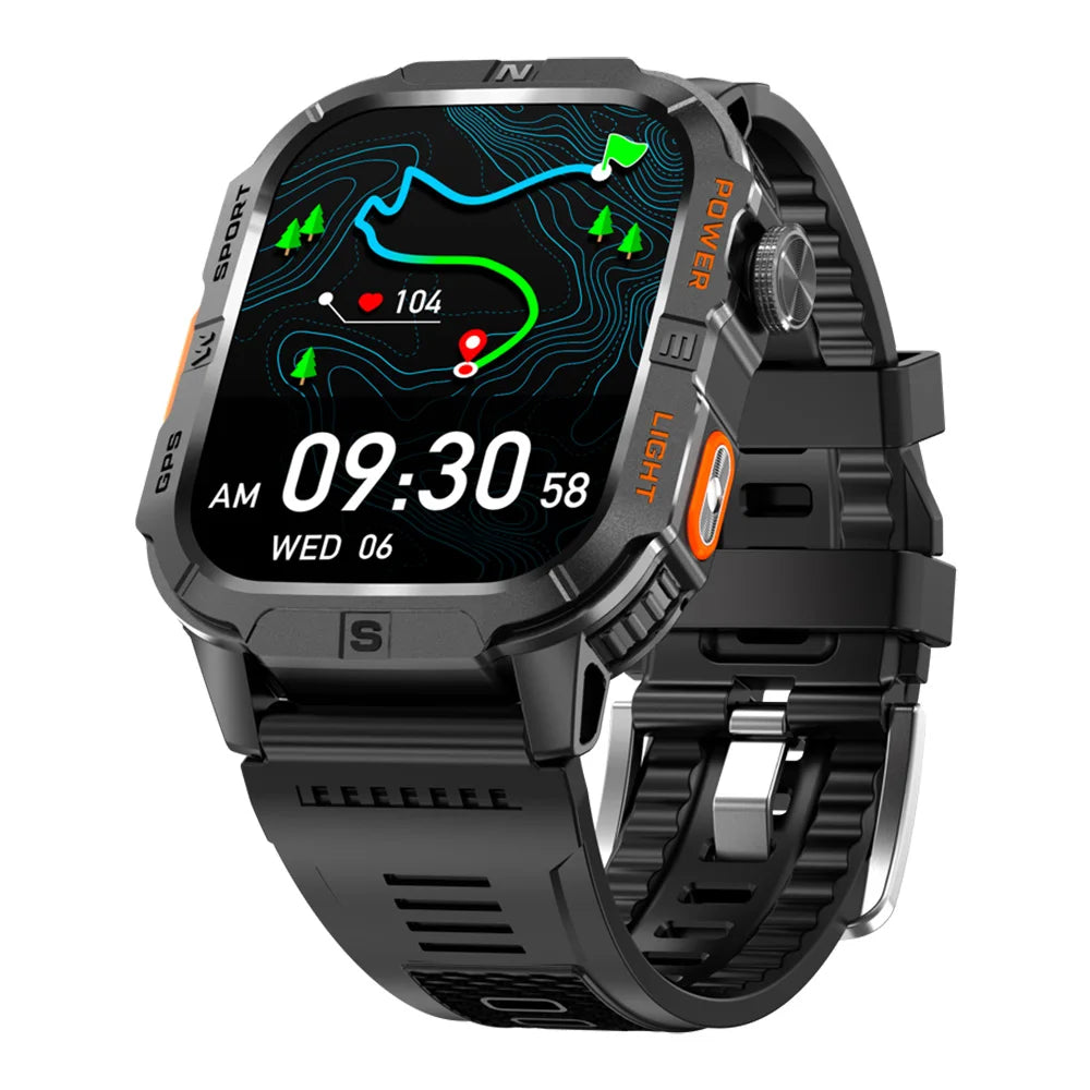 GPS Smart Watch Compass Flashlight Smartwatch Man Lady Outdoor Music Sports Heart Rate Health Blue Tooth Call Waterproof 540mah Oasis Select BOBKS