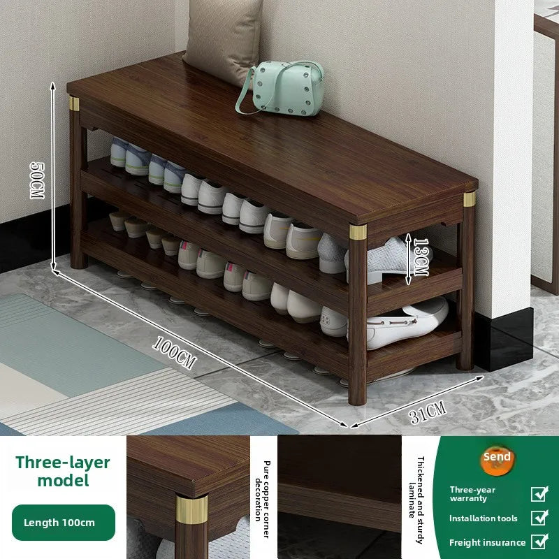 New Chinese-style shoe change stool, shoe stool at the door simple bench stool at home, shoe rack shoe store shoe test stool Oasis Select Layer 3 100cm