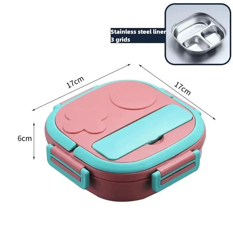 304 Stainless Steel Bento Box – Leakproof Kids Lunch Box Stainless Steel Bento Box Oasis Select Pink 3 grids 2