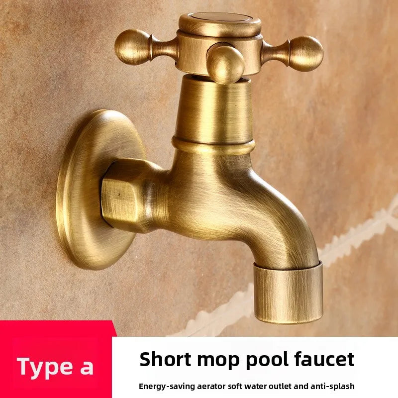 Vintage Solid Brass Single Handle Faucet for Washing Machine Wall Mounted Water Tap Oasis Select D