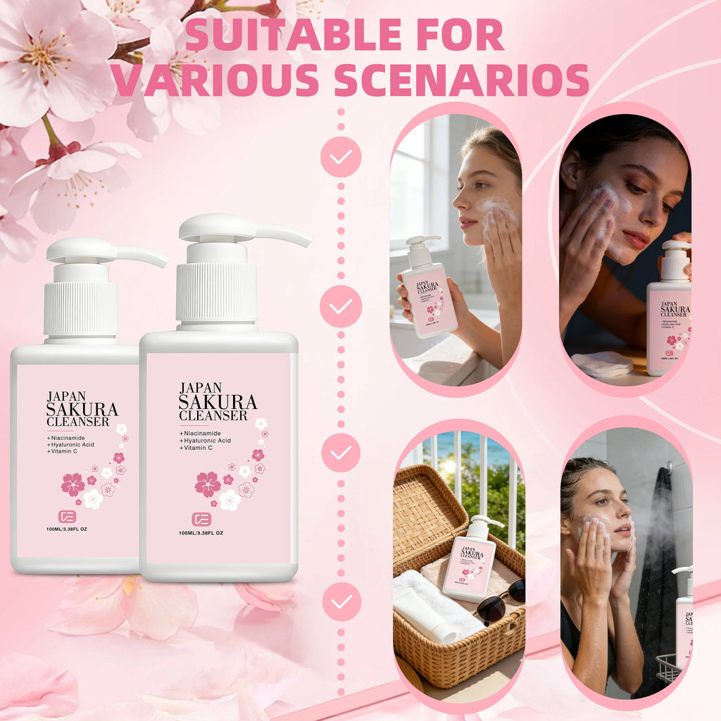 veérenae Japan Sakura Facial Cleanser 2pc – All Skin Types Facial Cleanser Oasis Select
